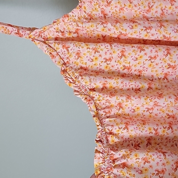 Old Navy 4X Spring Sweet Twee orange floral ruffle trim tank - Picture 4 of 9
